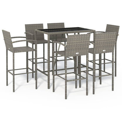 Set da Bar da Giardino 7 pz Grigio in Polyrattan | homemem39