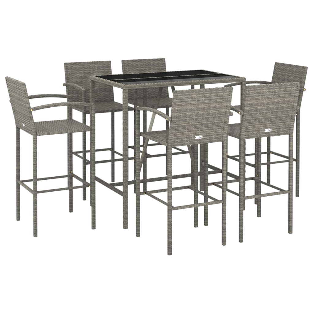 Set da Bar da Giardino 7 pz Grigio in Polyrattan | homemem39