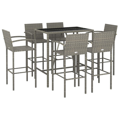 Set da Bar da Giardino 7 pz Grigio in Polyrattan | homemem39