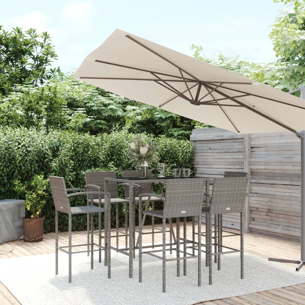 Set da Bar da Giardino 7 pz Grigio in Polyrattan | homemem39
