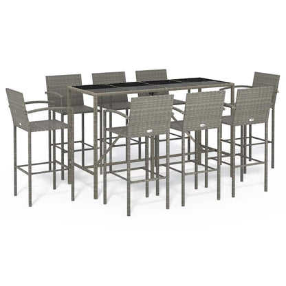 Set da Bar da Giardino 9pz Grigio in Polyrattan | homemem39
