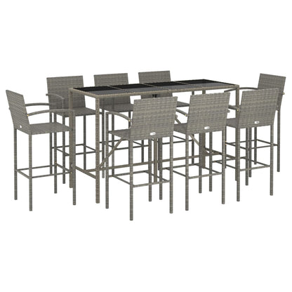 Set da Bar da Giardino 9pz Grigio in Polyrattan | homemem39