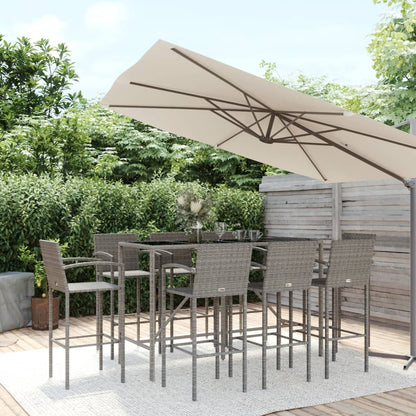 Set da Bar da Giardino 9pz Grigio in Polyrattan | homemem39