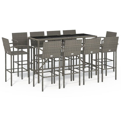 Set da Bar da Giardino 11 pz Grigio in Polyrattan | homemem39
