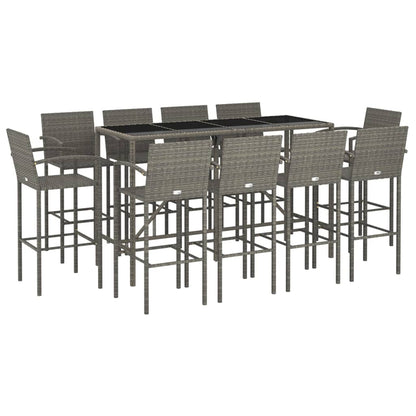 Set da Bar da Giardino 11 pz Grigio in Polyrattan | homemem39