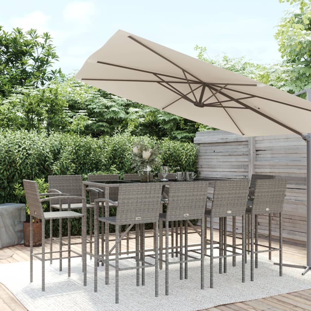 Set da Bar da Giardino 11 pz Grigio in Polyrattan | homemem39