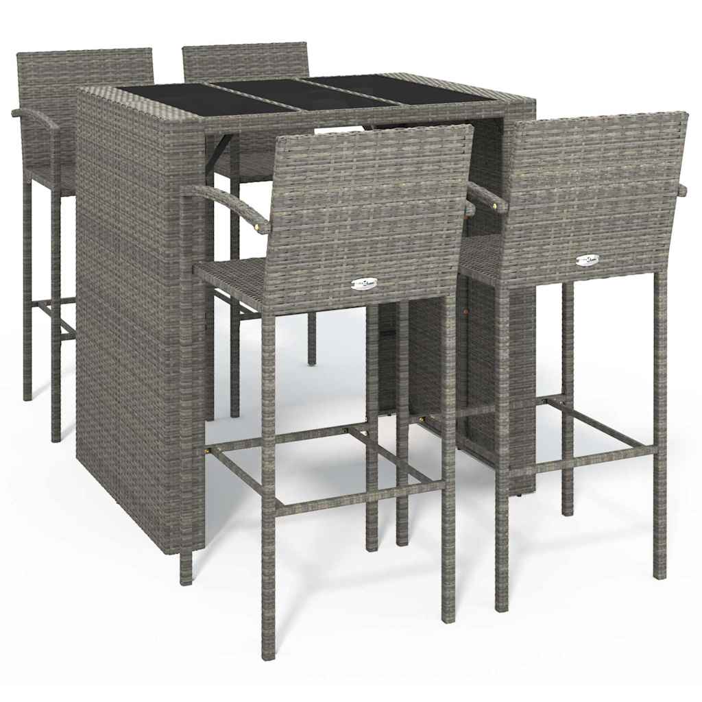 Set da Bar da Giardino 5 pz Grigio in Polyrattan | homemem39