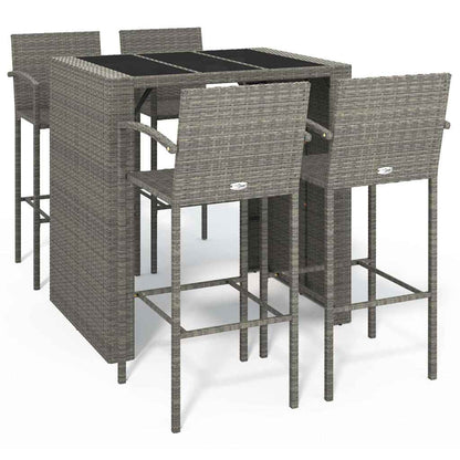 Set da Bar da Giardino 5 pz Grigio in Polyrattan | homemem39