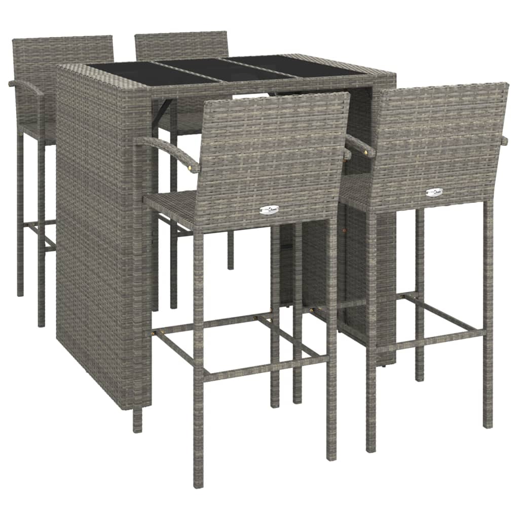 Set da Bar da Giardino 5 pz Grigio in Polyrattan | homemem39