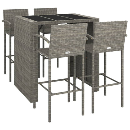 Set da Bar da Giardino 5 pz Grigio in Polyrattan | homemem39