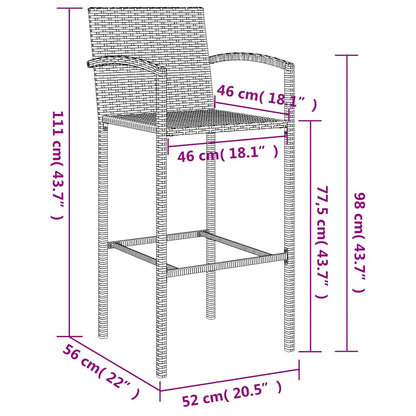 Set da Bar da Giardino 5 pz Grigio in Polyrattan | homemem39