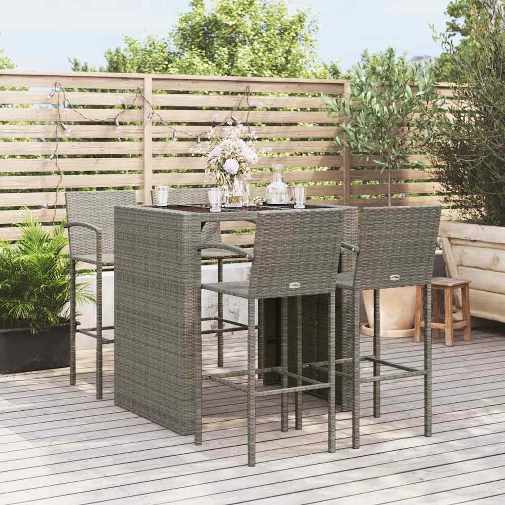 Set da Bar da Giardino 5 pz Grigio in Polyrattan | homemem39