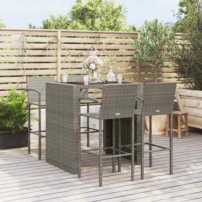 Set da Bar da Giardino 5 pz Grigio in Polyrattan | homemem39