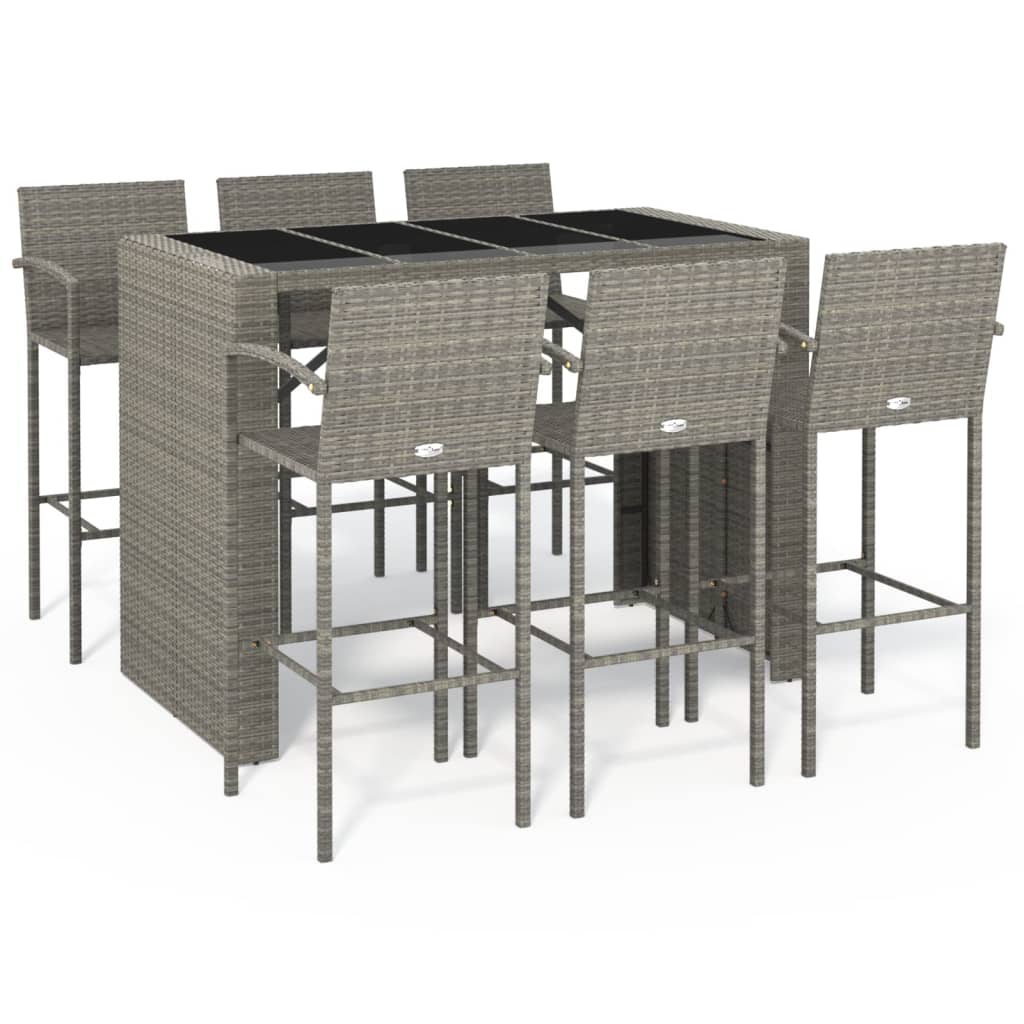 Set da Bar da Giardino 7 pz Grigio in Polyrattan | homemem39