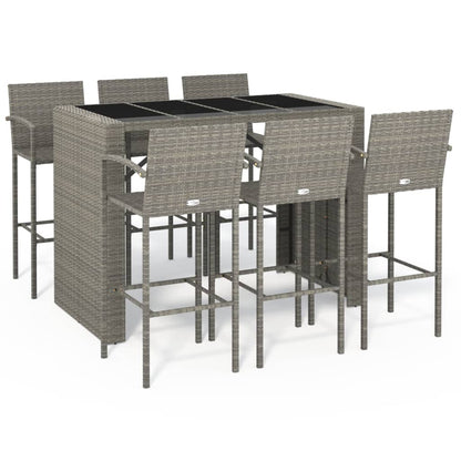 Set da Bar da Giardino 7 pz Grigio in Polyrattan | homemem39