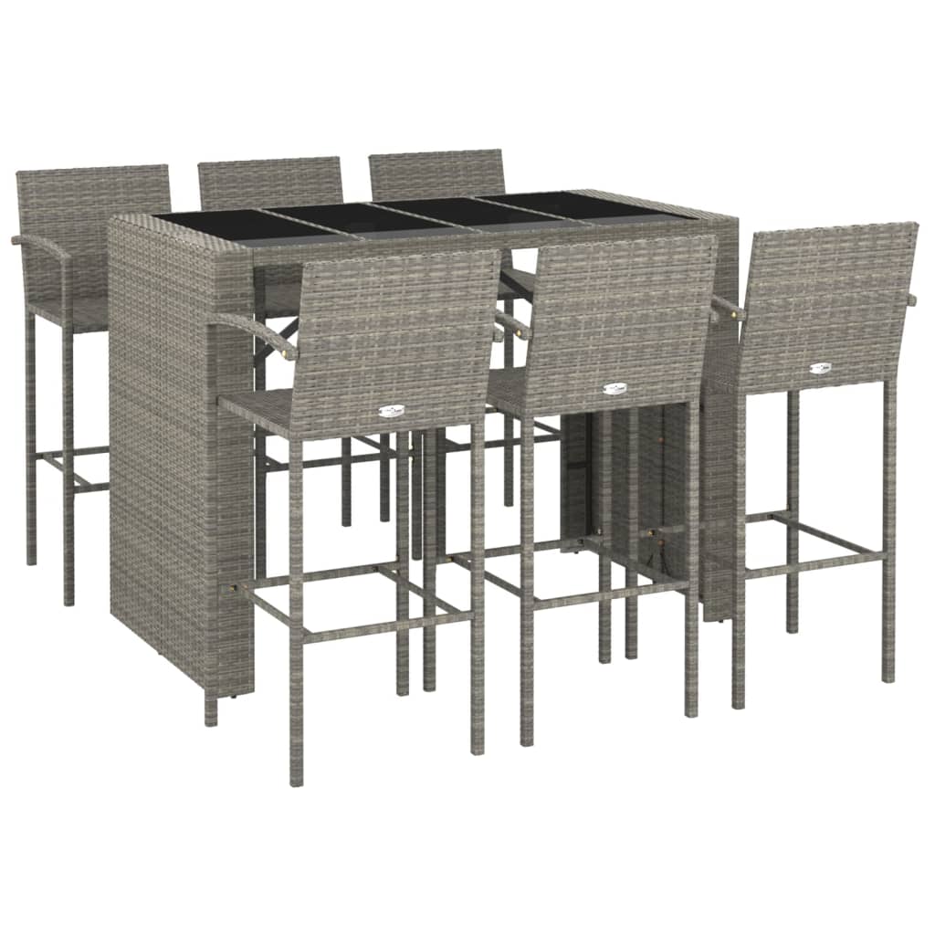 Set da Bar da Giardino 7 pz Grigio in Polyrattan | homemem39