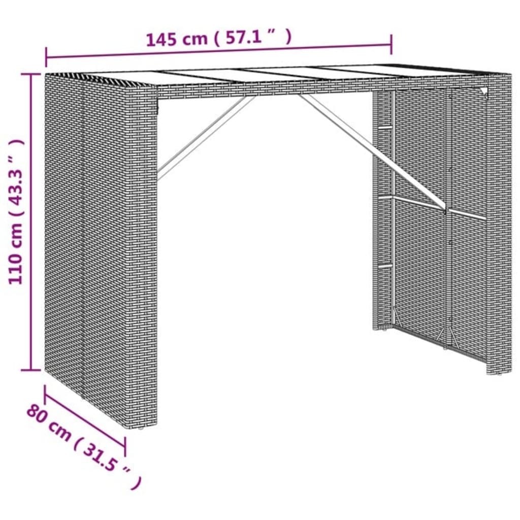 Set da Bar da Giardino 7 pz Grigio in Polyrattan | homemem39