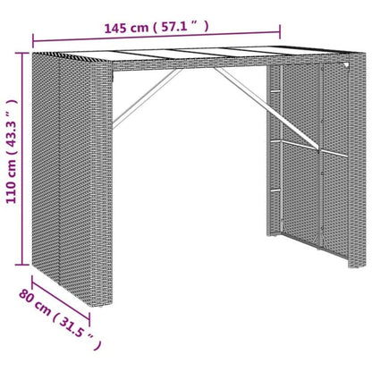 Set da Bar da Giardino 7 pz Grigio in Polyrattan | homemem39