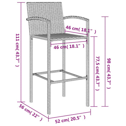 Set da Bar da Giardino 7 pz Grigio in Polyrattan | homemem39