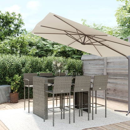 Set da Bar da Giardino 7 pz Grigio in Polyrattan | homemem39
