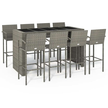 Set da Bar da Giardino 9pz Grigio in Polyrattan | homemem39