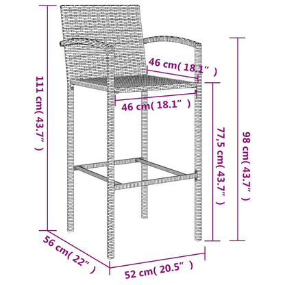 Set da Bar da Giardino 9pz Grigio in Polyrattan | homemem39