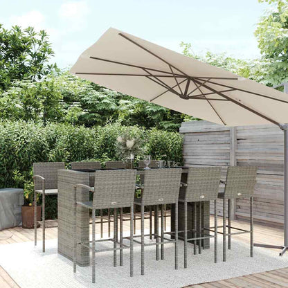 Set da Bar da Giardino 9pz Grigio in Polyrattan | homemem39