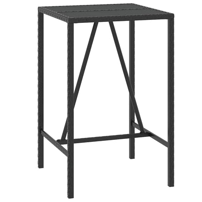 Set Bar Giardino 5 pz Nero Polyrattan e Legno Massello Acacia | homemem39