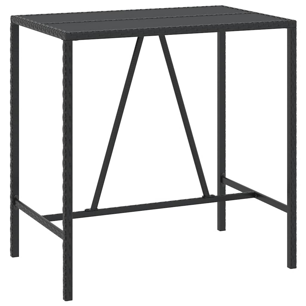 Set Bar Giardino 5 pz Nero Polyrattan e Legno Massello Acacia | homemem39