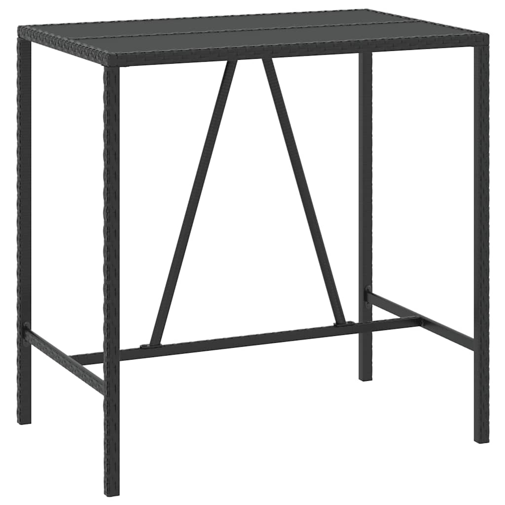 Set Bar Giardino 7 pz Nero Polyrattan e Legno Massello Acacia | homemem39