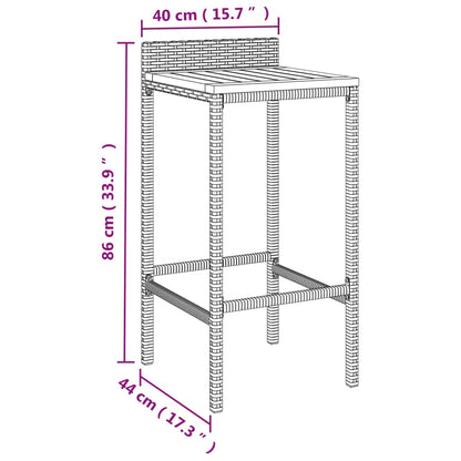 Set Bar Giardino 7pz Grigio Polyrattan e Legno Massello Acacia | homemem39
