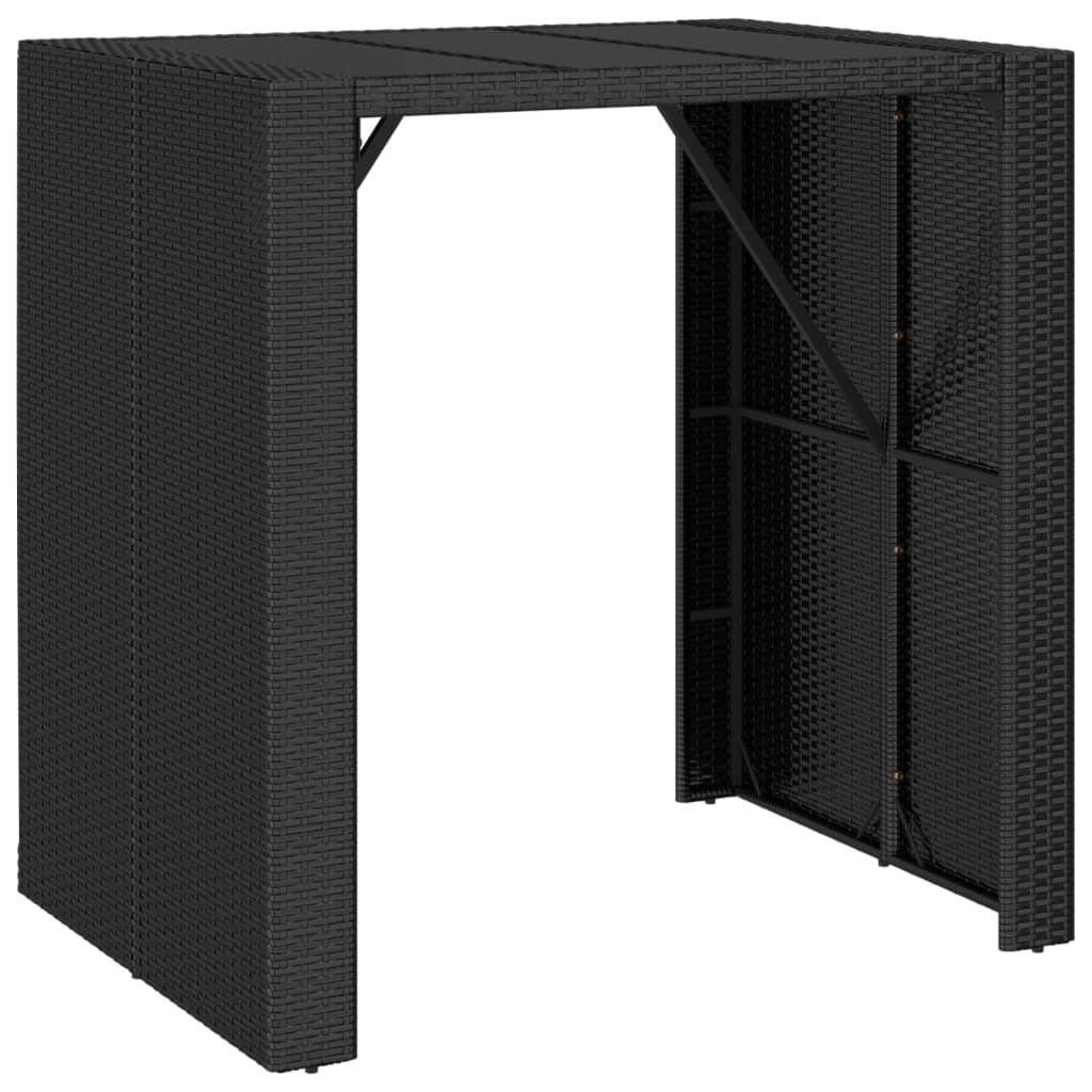 Set Bar Giardino 5 pz Nero Polyrattan e Legno Massello Acacia | homemem39