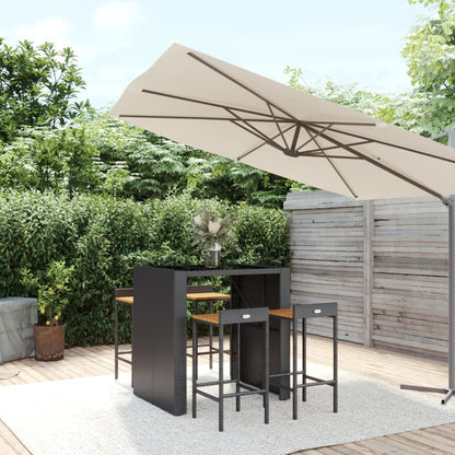Set Bar Giardino 5 pz Nero Polyrattan e Legno Massello Acacia | homemem39