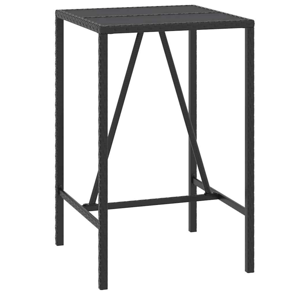 Set Bar Giardino 5 pz Nero Polyrattan e Legno Massello Acacia | homemem39