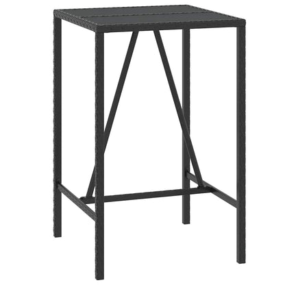 Set Bar Giardino 5 pz Nero Polyrattan e Legno Massello Acacia | homemem39
