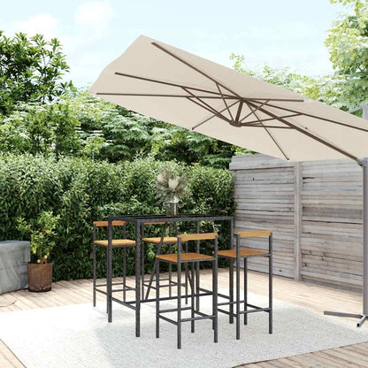 Set Bar Giardino 5 pz Nero Polyrattan e Legno Massello Acacia | homemem39