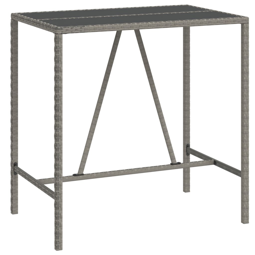 Set Bar Giardino 5pz Grigio Polyrattan e Legno Massello Acacia | homemem39