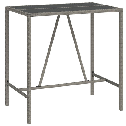 Set Bar Giardino 5pz Grigio Polyrattan e Legno Massello Acacia | homemem39