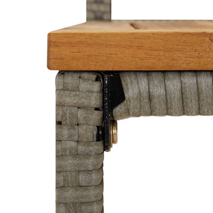 Set Bar Giardino 5pz Grigio Polyrattan e Legno Massello Acacia | homemem39
