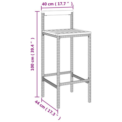 Set Bar Giardino 5pz Grigio Polyrattan e Legno Massello Acacia | homemem39