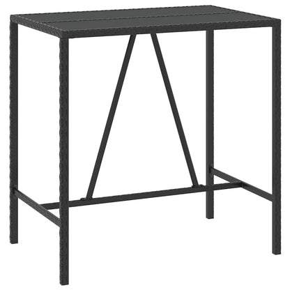 Set Bar Giardino 7 pz Nero Polyrattan e Legno Massello Acacia | homemem39