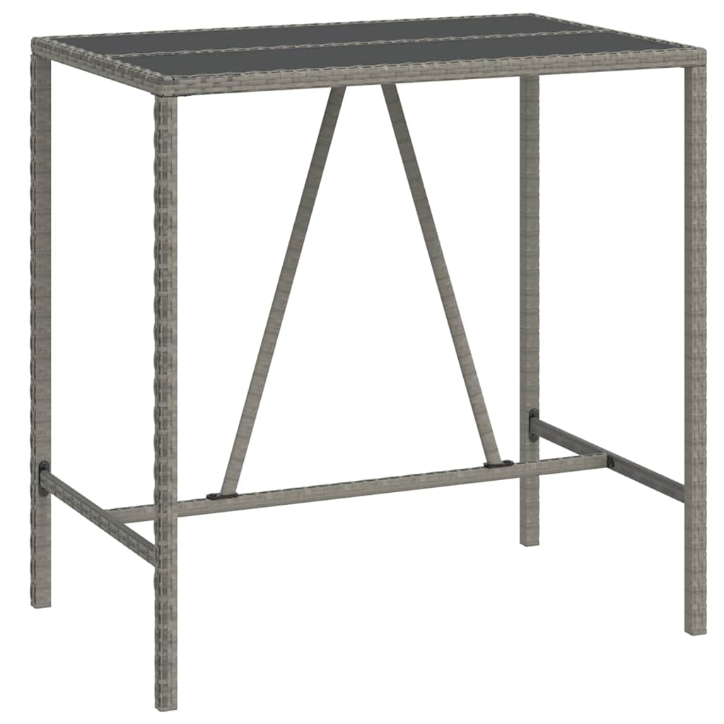 Set Bar Giardino 7pz Grigio Polyrattan e Legno Massello Acacia | homemem39