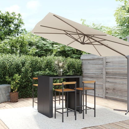 Set Bar Giardino 5 pz Nero Polyrattan e Legno Massello Acacia | homemem39