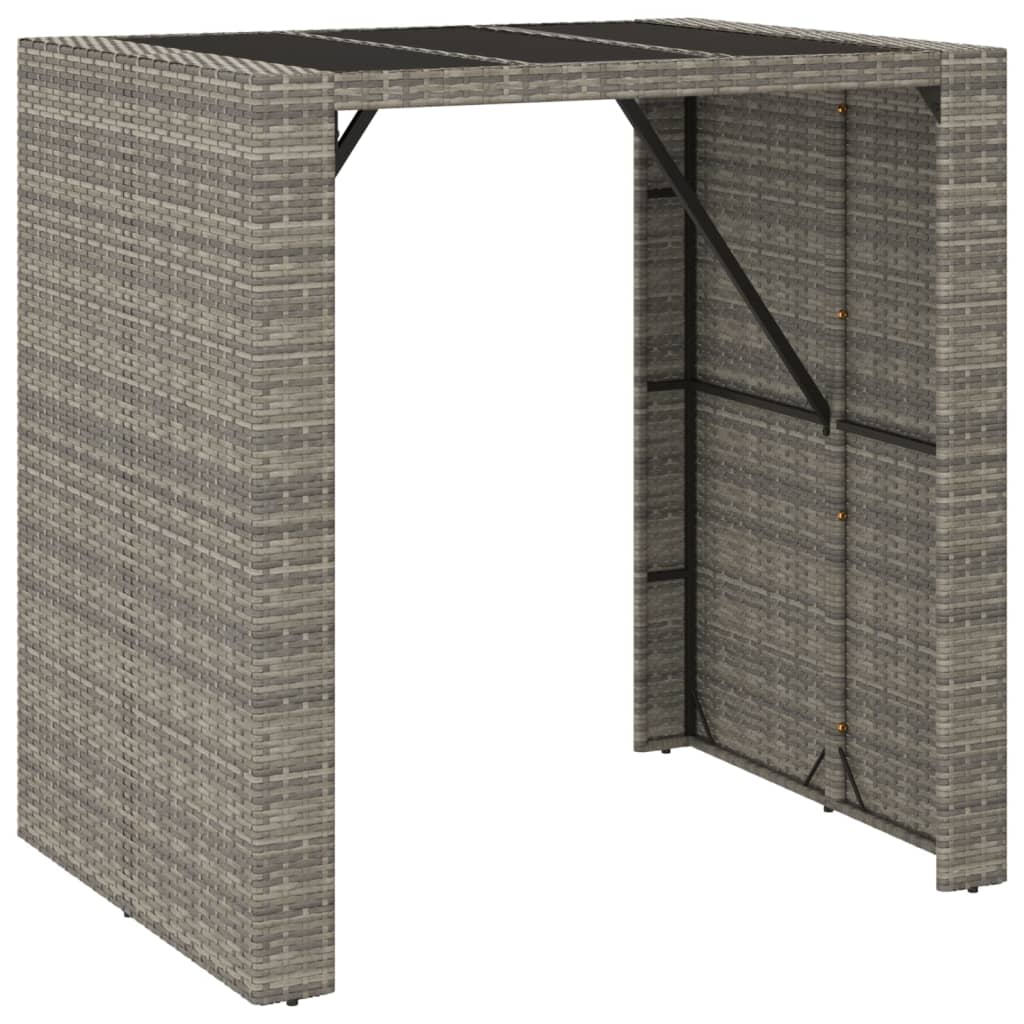 Set Bar Giardino 5pz Grigio Polyrattan e Legno Massello Acacia | homemem39