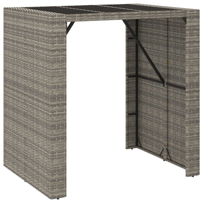 Set Bar Giardino 5pz Grigio Polyrattan e Legno Massello Acacia | homemem39