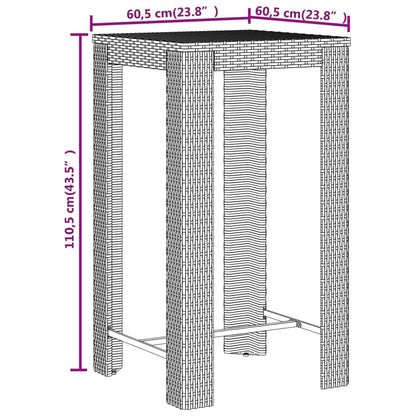 Set Bar Giardino 3 pz Nero Polyrattan e Legno Massello Acacia | homemem39