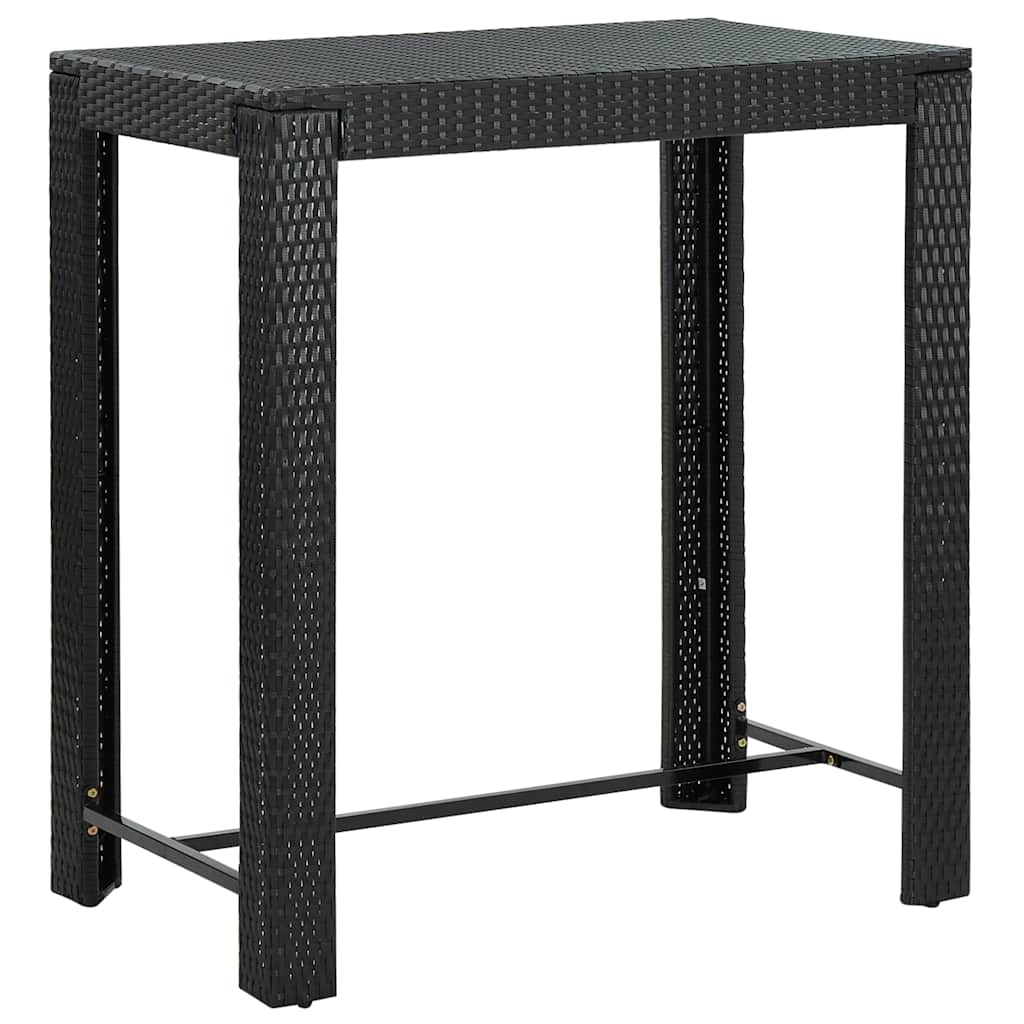 Set Bar Giardino 5 pz Nero Polyrattan e Legno Massello Acacia | homemem39