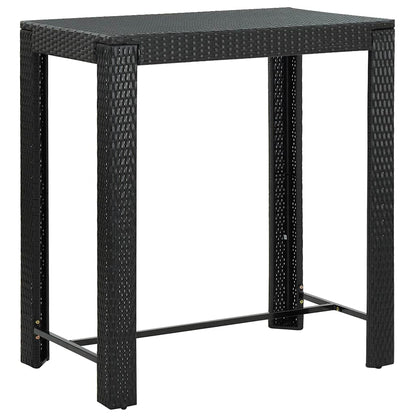 Set Bar Giardino 5 pz Nero Polyrattan e Legno Massello Acacia | homemem39