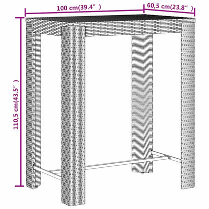Set Bar Giardino 5 pz Nero Polyrattan e Legno Massello Acacia | homemem39