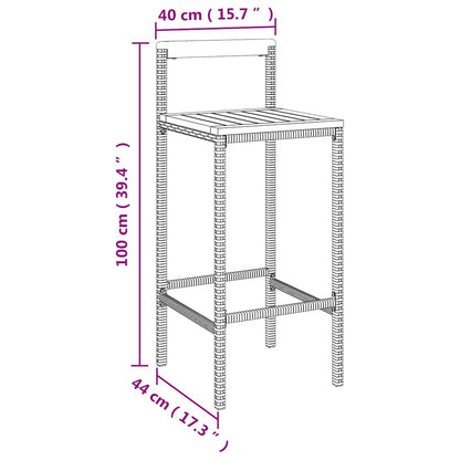 Set Bar Giardino 3 pz Nero Polyrattan e Legno Massello Acacia | homemem39